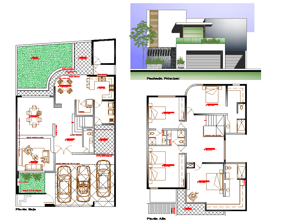 2 Story House project dwg file