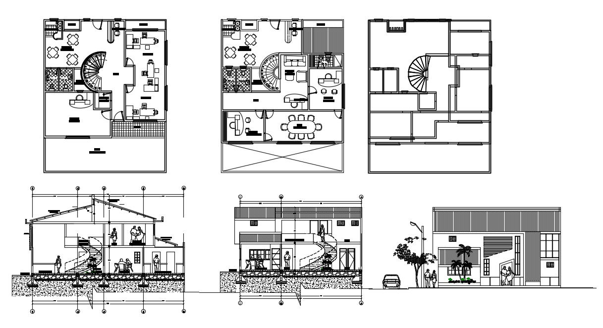 2 Story Office Building Plan In DWG File