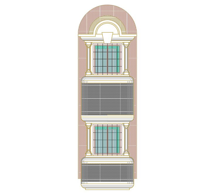 2 Story Window Elevation CAD Drawing Free Download DWG