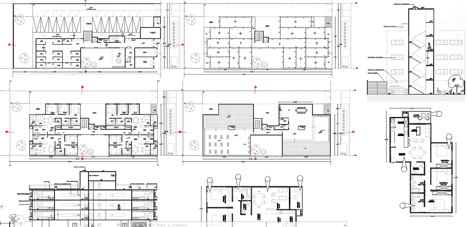 2 and 3 bhk apartment architecture design in autocad dwg files