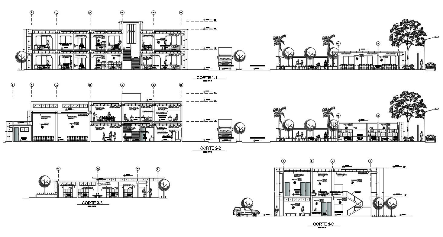 2 storey building section AutoCAD File