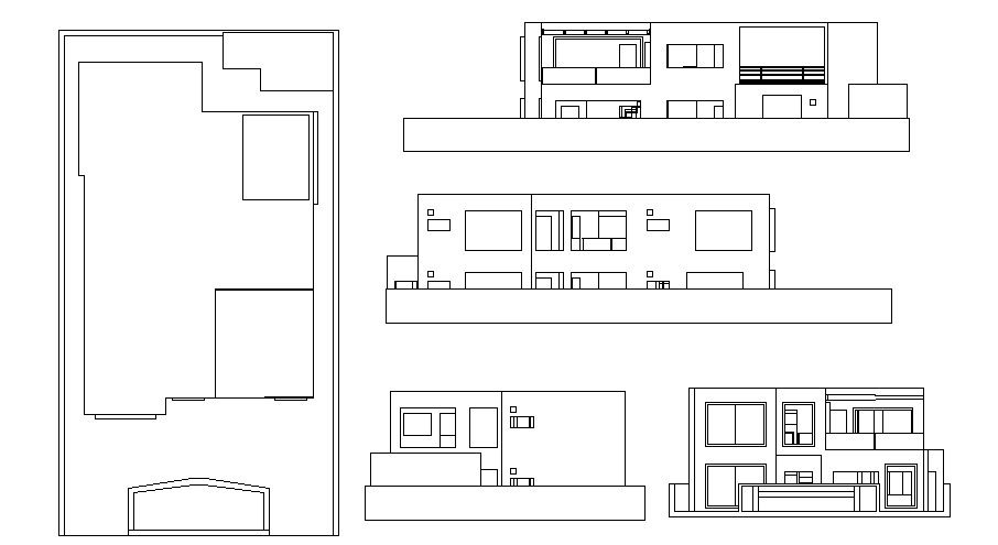 2 storey building with elevation in AutoCAD