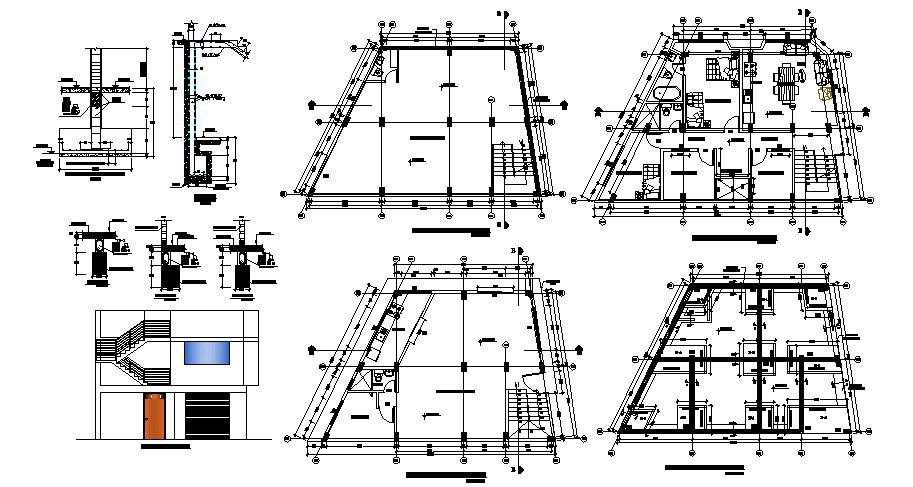 2 storey house 13.88mtr x 10.14mtr with elevation in AutoCAD