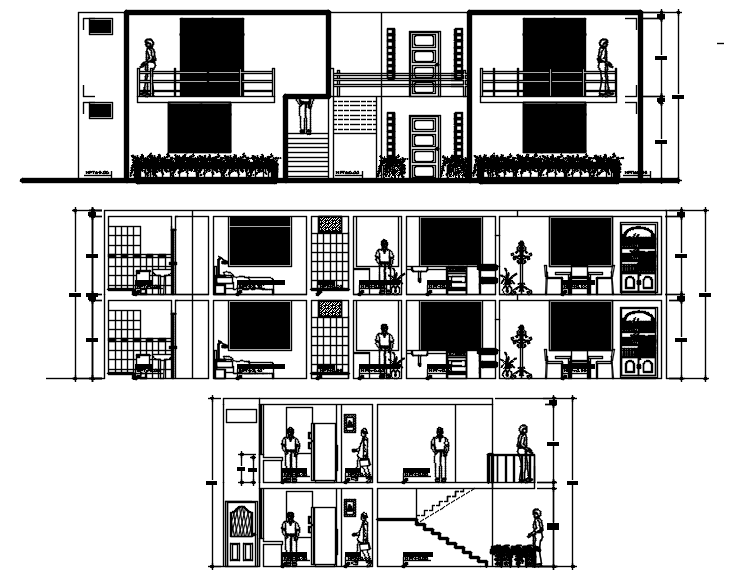 2 storey house design in autocad