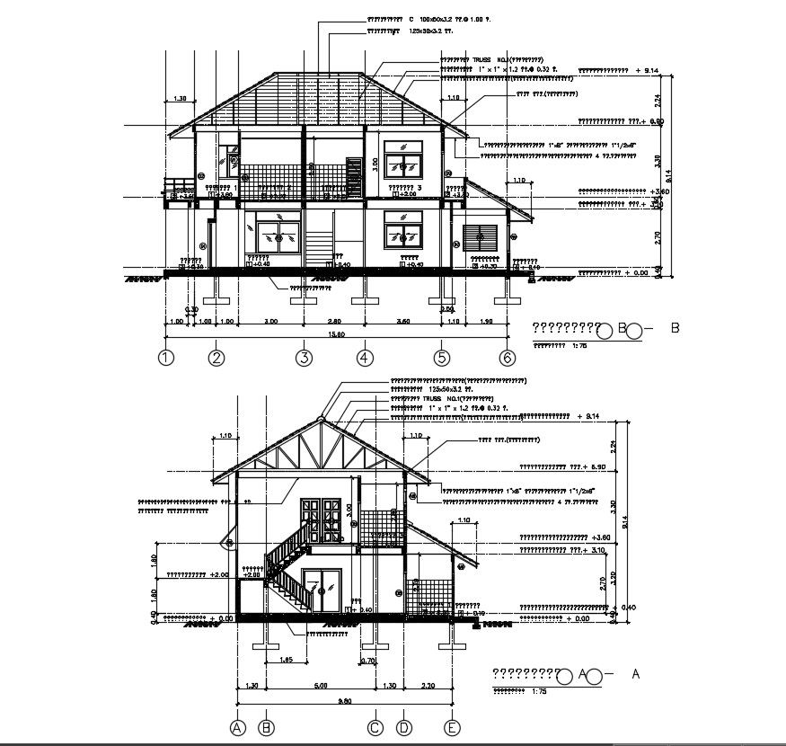 Download FreeTwo storey house design in DWG file