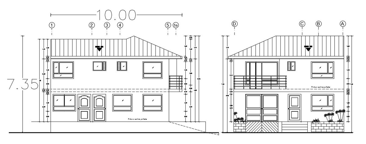 Two storey house design in DWG file