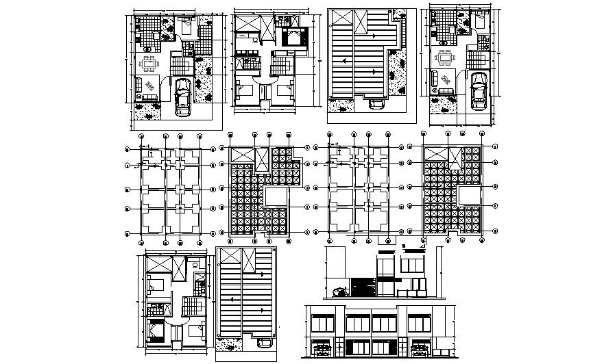 2 storey residential house 8.50mtr x 10.50mtr with detail dimension in dwg file