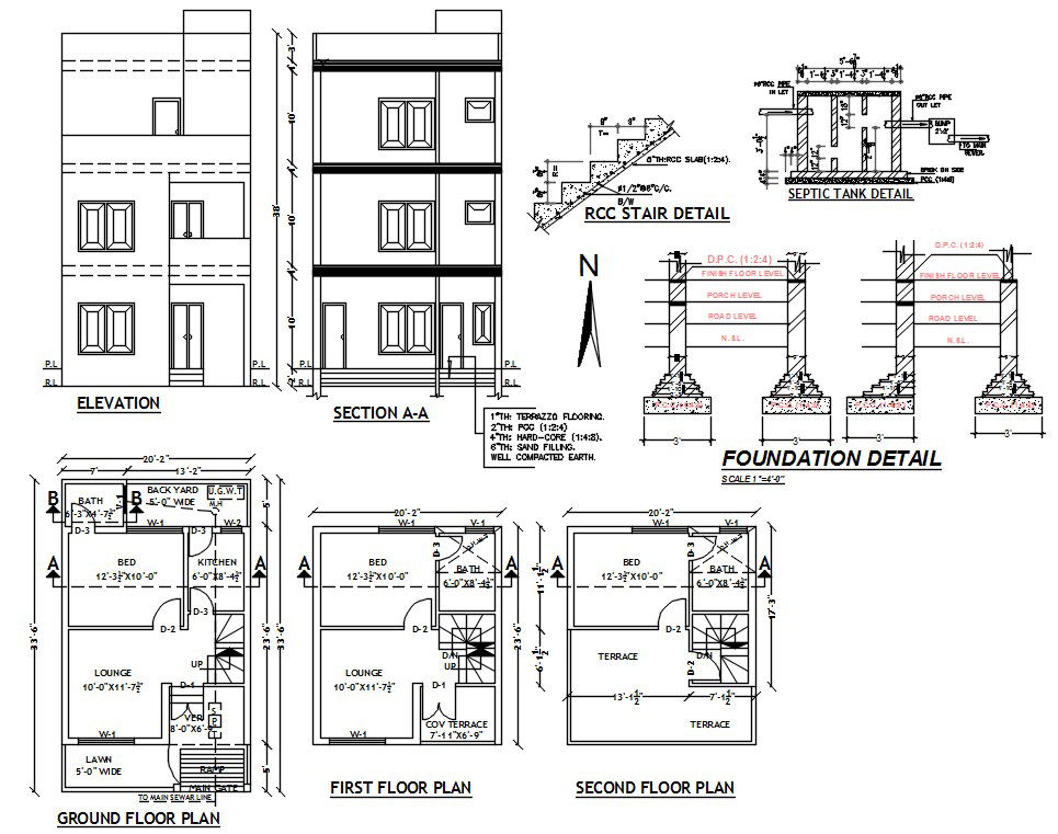 20' X 33' House Plan Complete Drawing DWG File