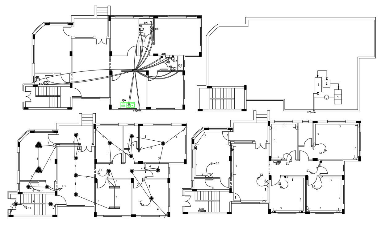 2000 Square Feet House Electrical And Plumbing Layout Plan