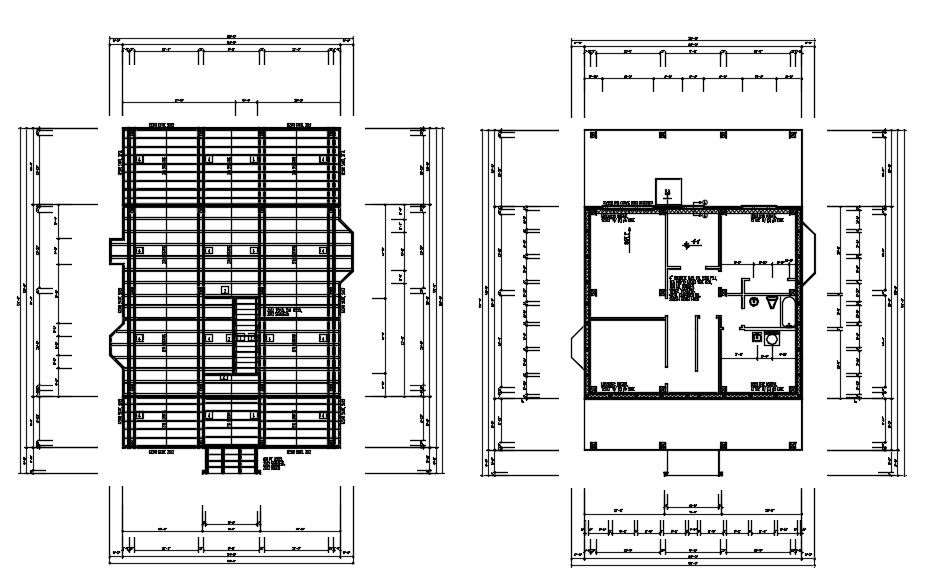 2000 Square Feet House Plan Drawing DWG File
