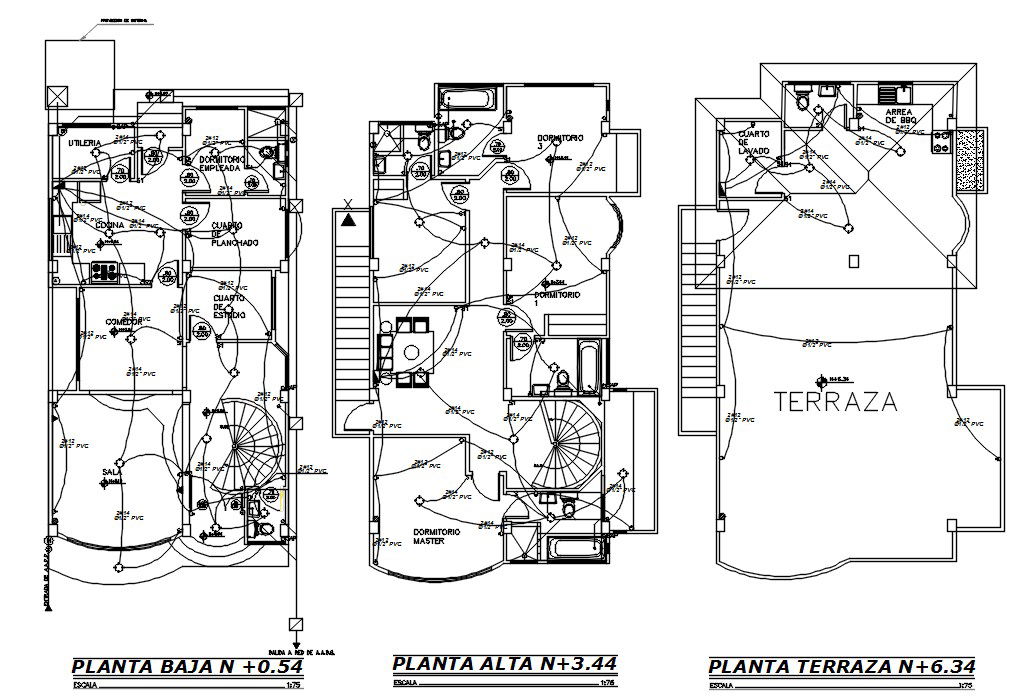 200 Square Meter 4 BHK House Electrical And Wiring plan Drawing DWG File
