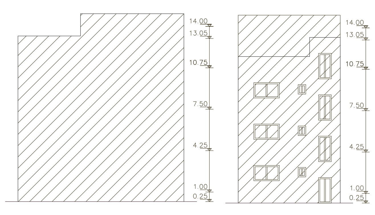200 Square Meter Apartment Elevation Design DWG File