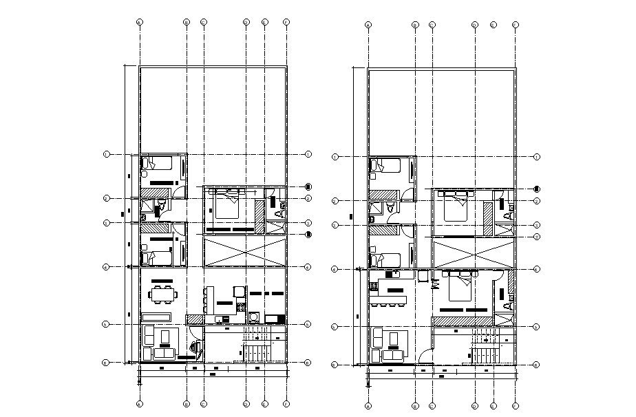 200 Square Meter Center Line House Plan AutoCAD Drawing Download DWG FIle