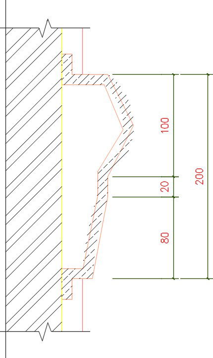 200cm Height GRC Profile Detail Drawing for Architects