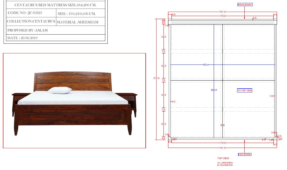 200x198x50 Cm Bed Matters Furniture For Drawing With PDF File