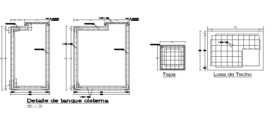 200x230cm cistern plan and section drawing