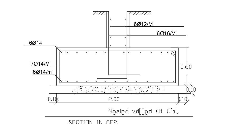 200x300 mm Column Footing Section DWG File