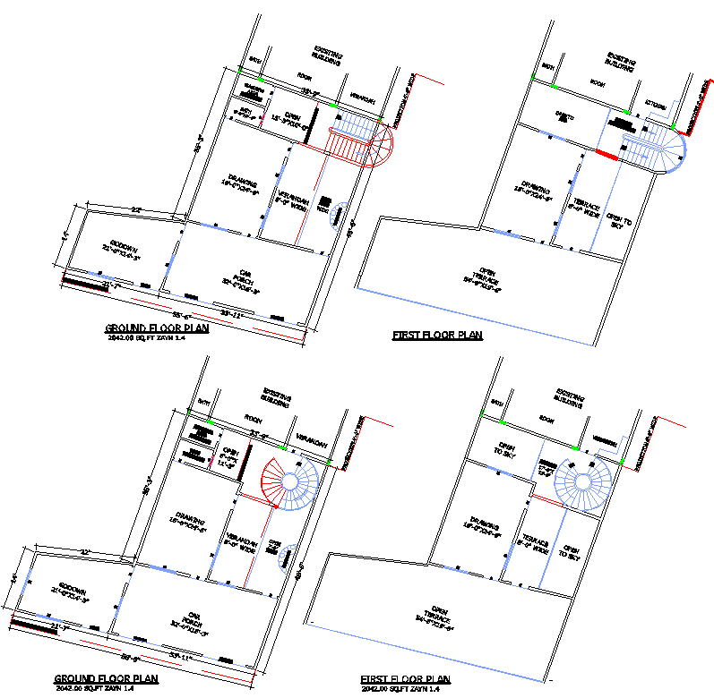 2024 Sq Ft Home Floor Plan DWG with Two Layout Options