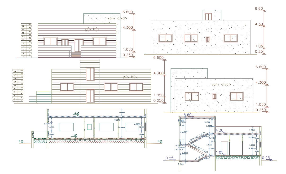 2080 Sq Ft House Building Sectional Elevation Design