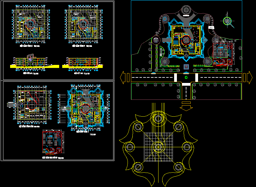 Museum Design 2D AutoCAD DWG Drawing with Floor and Centerline Plans
