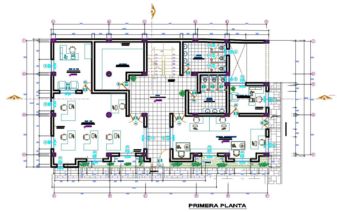 20X12 Meter Office Building Plan Drawing Download DWG File