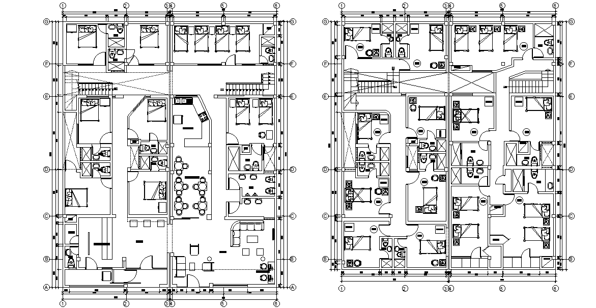 20X16 Meter Hotel Plan AutoCAD Drawing Download DWG File