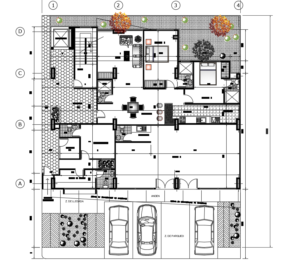 20X17 Meter House Interior Layout Plan CAD Drawing DWG File
