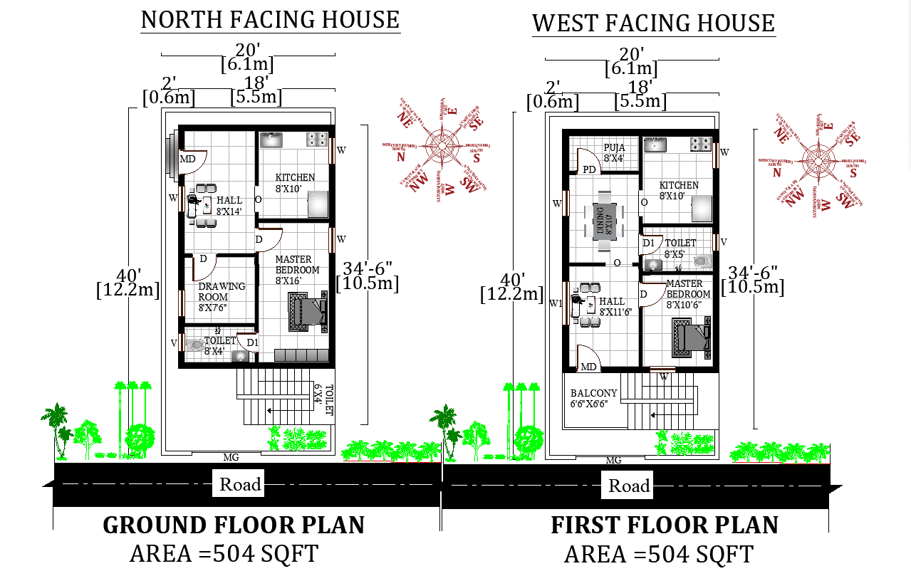 20'X40' Beautiful North and west facing G+1 House Plan as per vastu Shastra,Autocad DWG and Pdf file details.