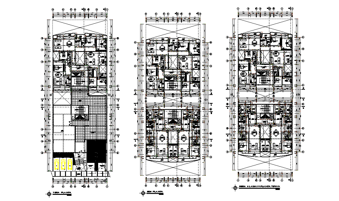 20X60 Meter Apartment Layout Plan 2 BHK house CAD Drawing DWG File