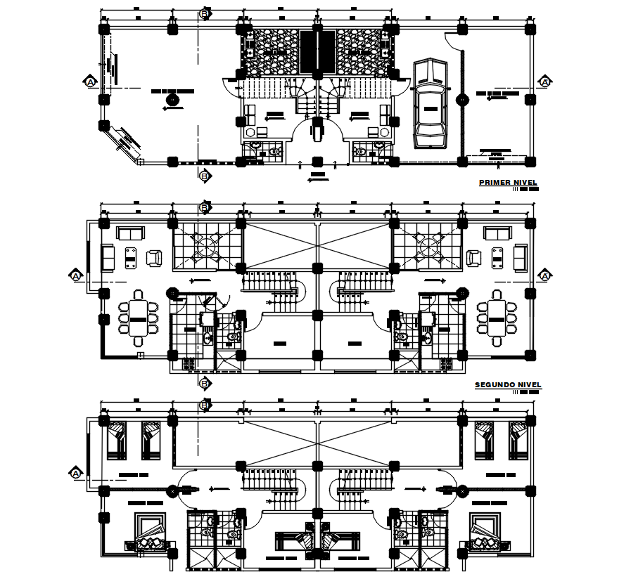 20X7 Meter Joint House Floor Plan AutoCAD Drawing Download DWG File