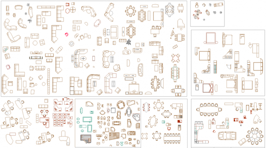 Furniture CAD Blocks Collection with 2D Tables, Sofas, and Chairs