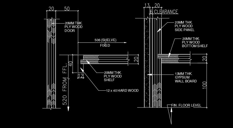 20cm door construction AutoCAD drawing is given in this file