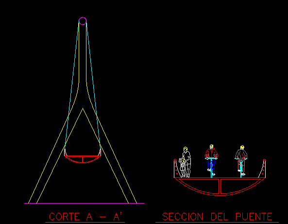 Small Bridge Section and Elevation CAD Drawing with Dimensions