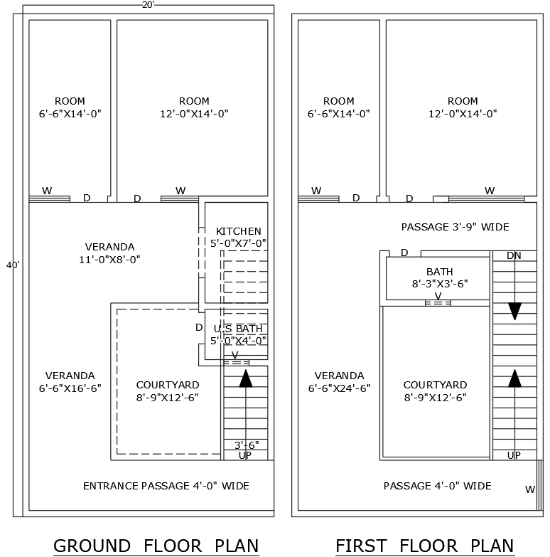 20ftx40ft 4BHK House Plan with Ground and First Floor
