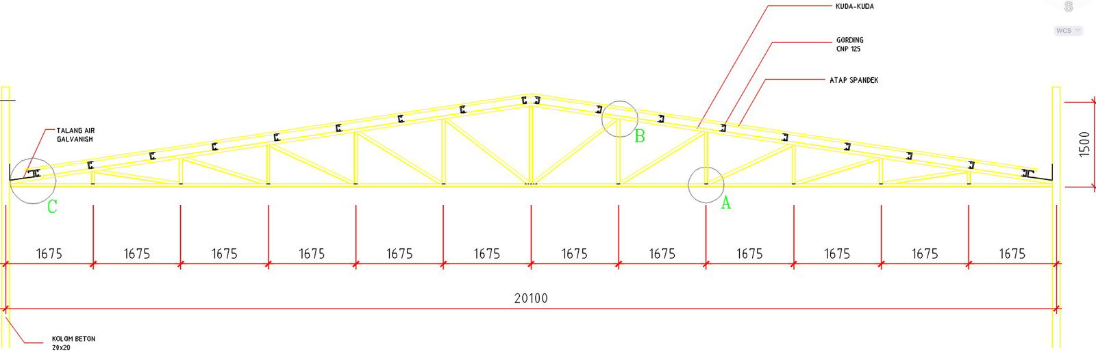 20m length of the bumper car roof section drawing