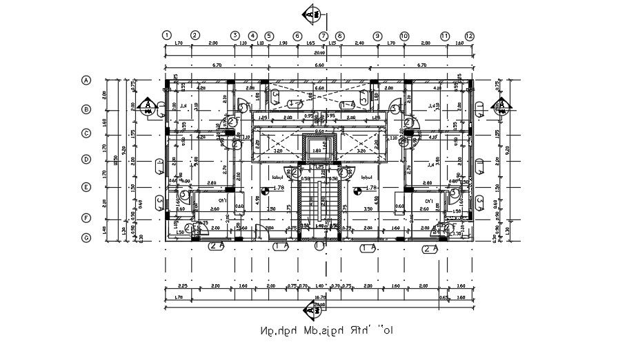 20x10 Meter Second Floor Center Line Plan Apartment Layout