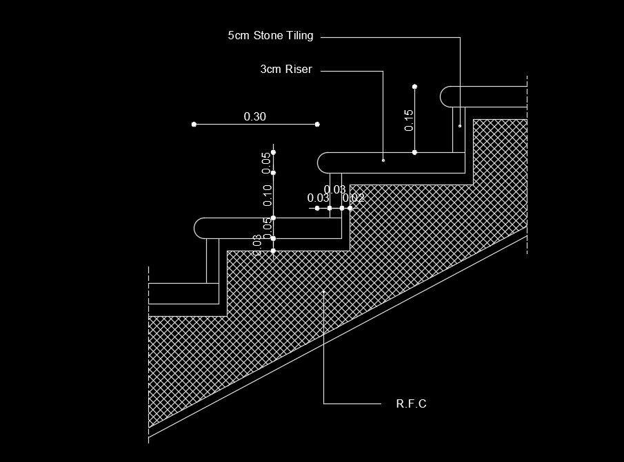 20x10m house plan staircase reinforced concrete drawing
