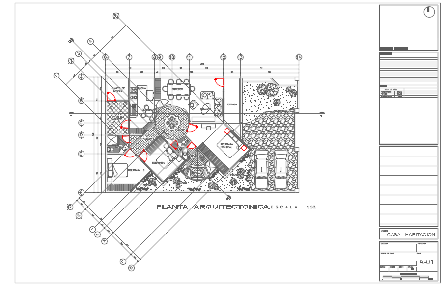 Residential 20x12m Single Story Floor Plan in DWG File