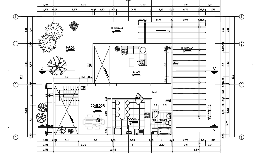 20x12m two story ground floor house plan cad 2d drawing is given in this file