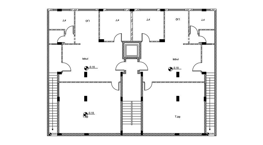 20x15 Meter Apartment Column Plan AutoCAD DWG File