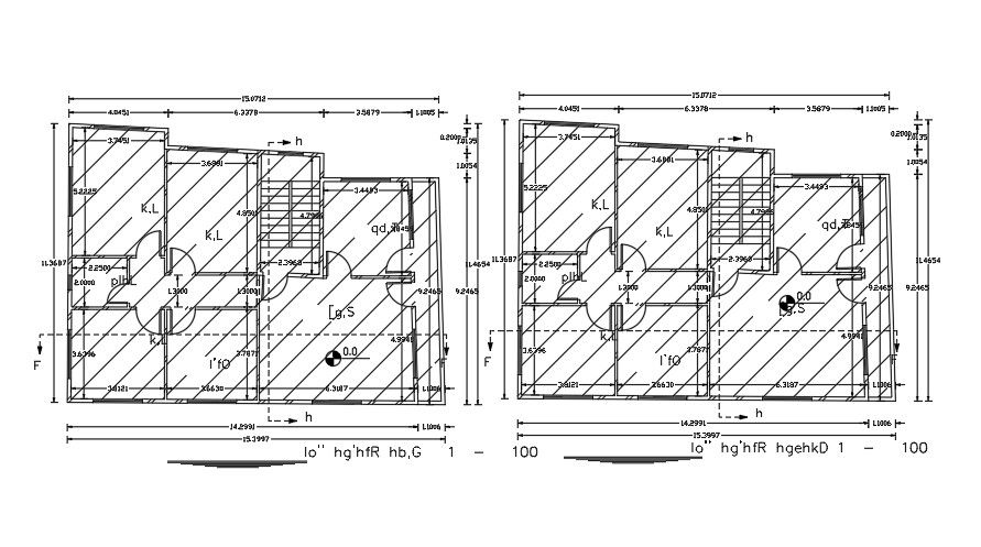 20x15 Meter First floor And Second Floor Apartment Plan DWG File