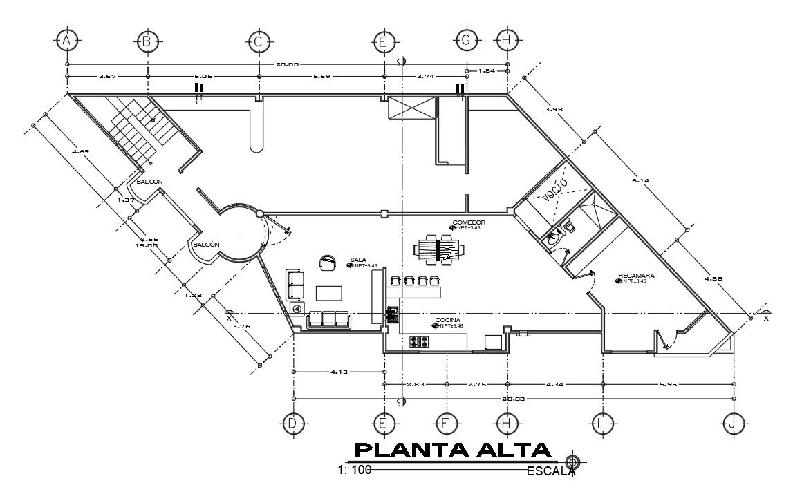 20x15m first floor house plan is given in this Autocad drawing file.Download now.