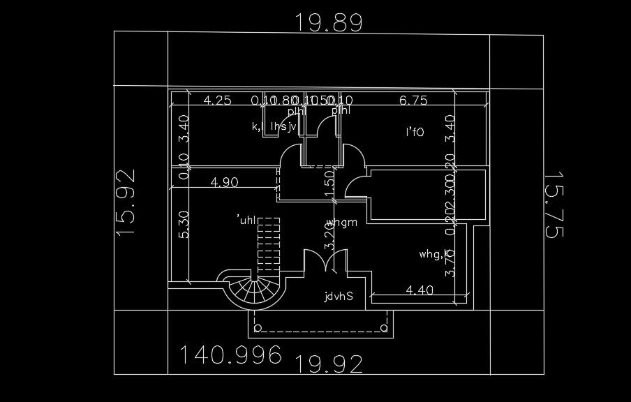 20x16m house plan is given in this AutoCAD drawing model