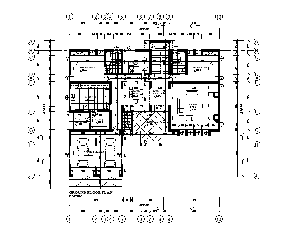 20x18m house plan is presented in this Autocad 2D drawing file.Download the Autocad file.