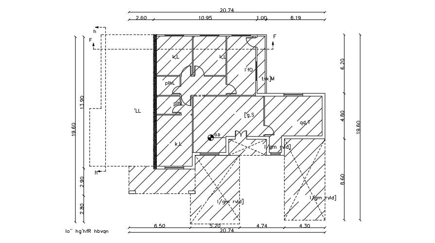 20x20 Meter 4 BHK House Plan Layout