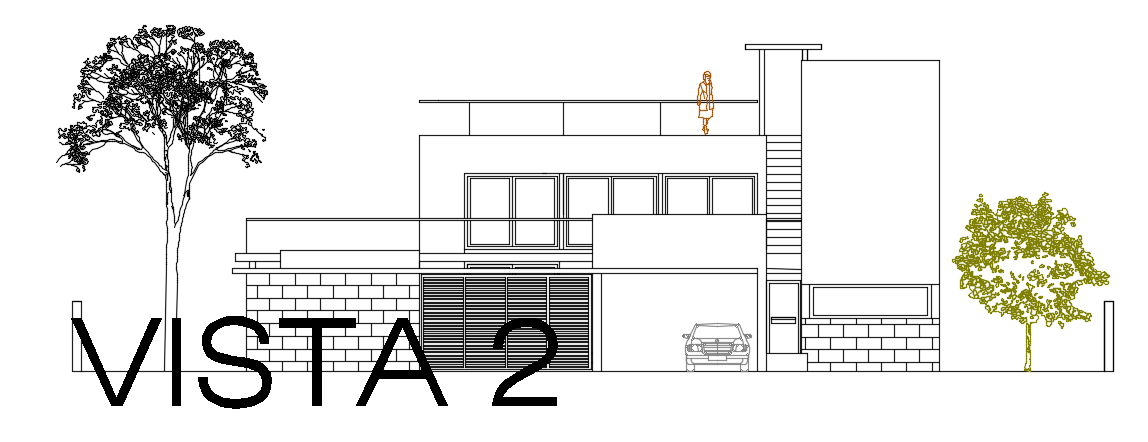 20x20m house building two story elevation view drawing is given