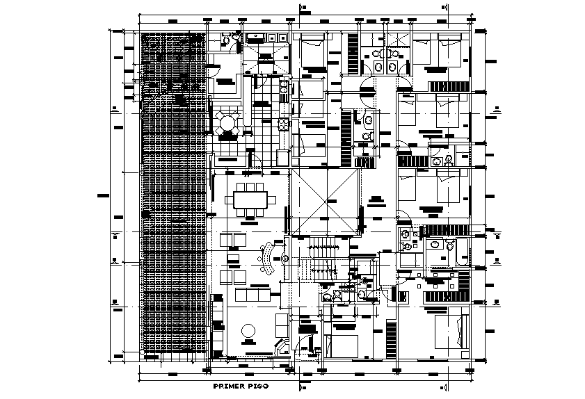 20x20m house plan is given in this Autocad drawing file. Download now.