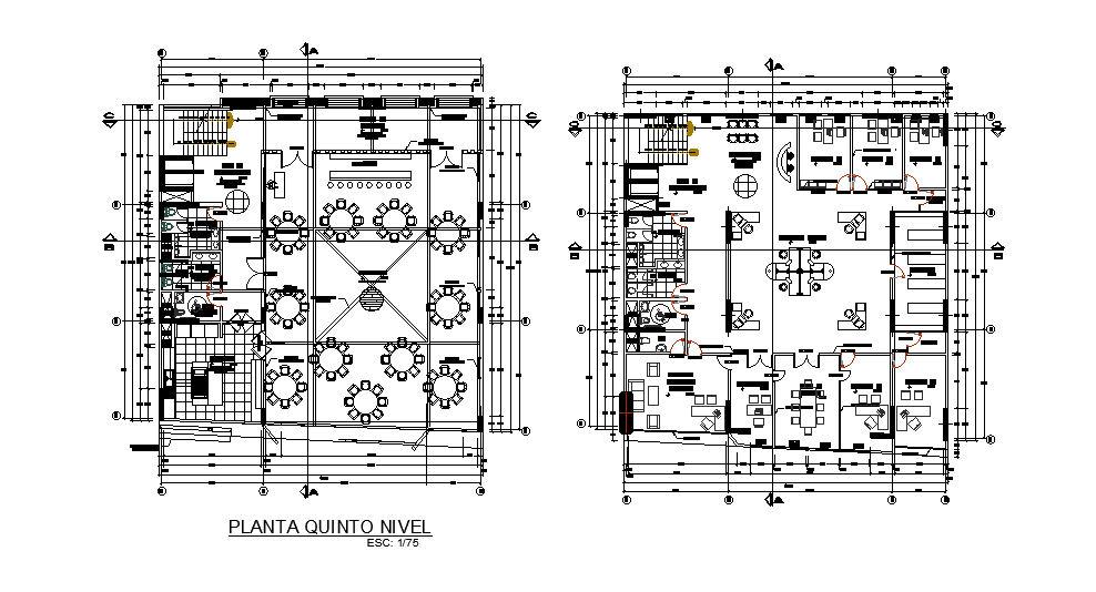 20x20m office plan is given in this Autocad drawing model. Download now.