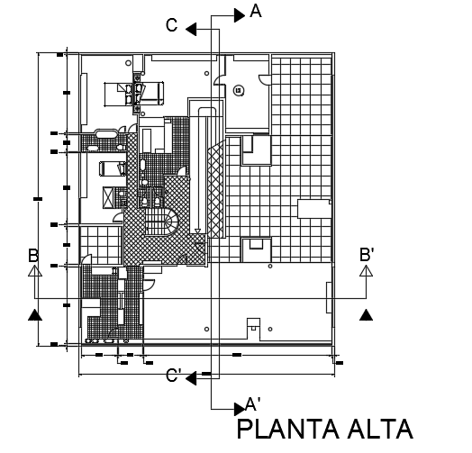 20x20m villa plan first floor layout is given in this AutoCAD model