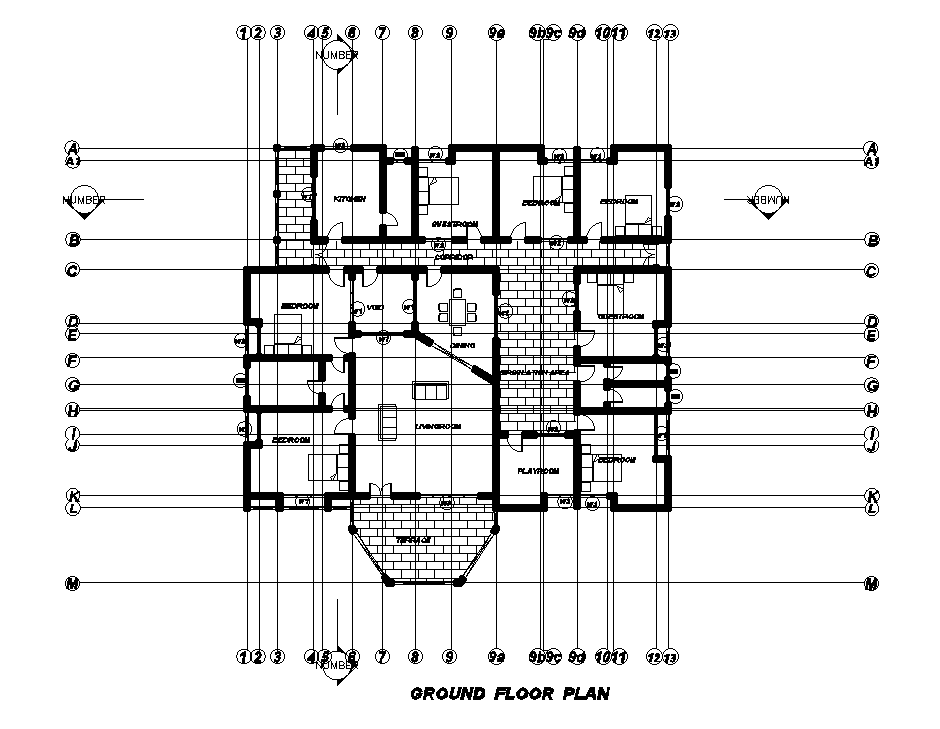 20x22m house plan is given in this Autocad drawing file. Download now.